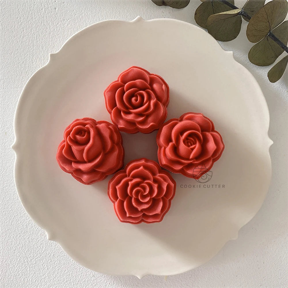 4Pcs/Set Rose Shape Mooncake Mold Baking Tools