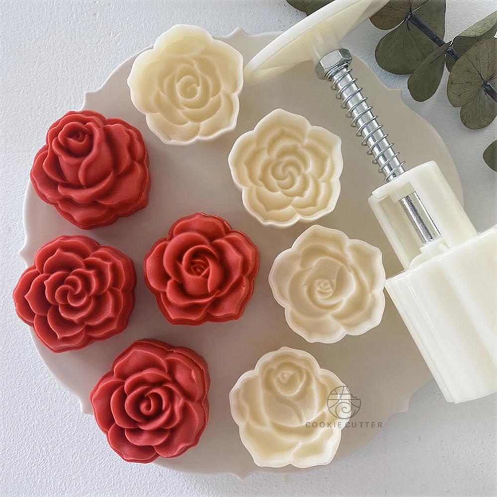 4Pcs/Set Rose Shape Mooncake Mold Baking Tools