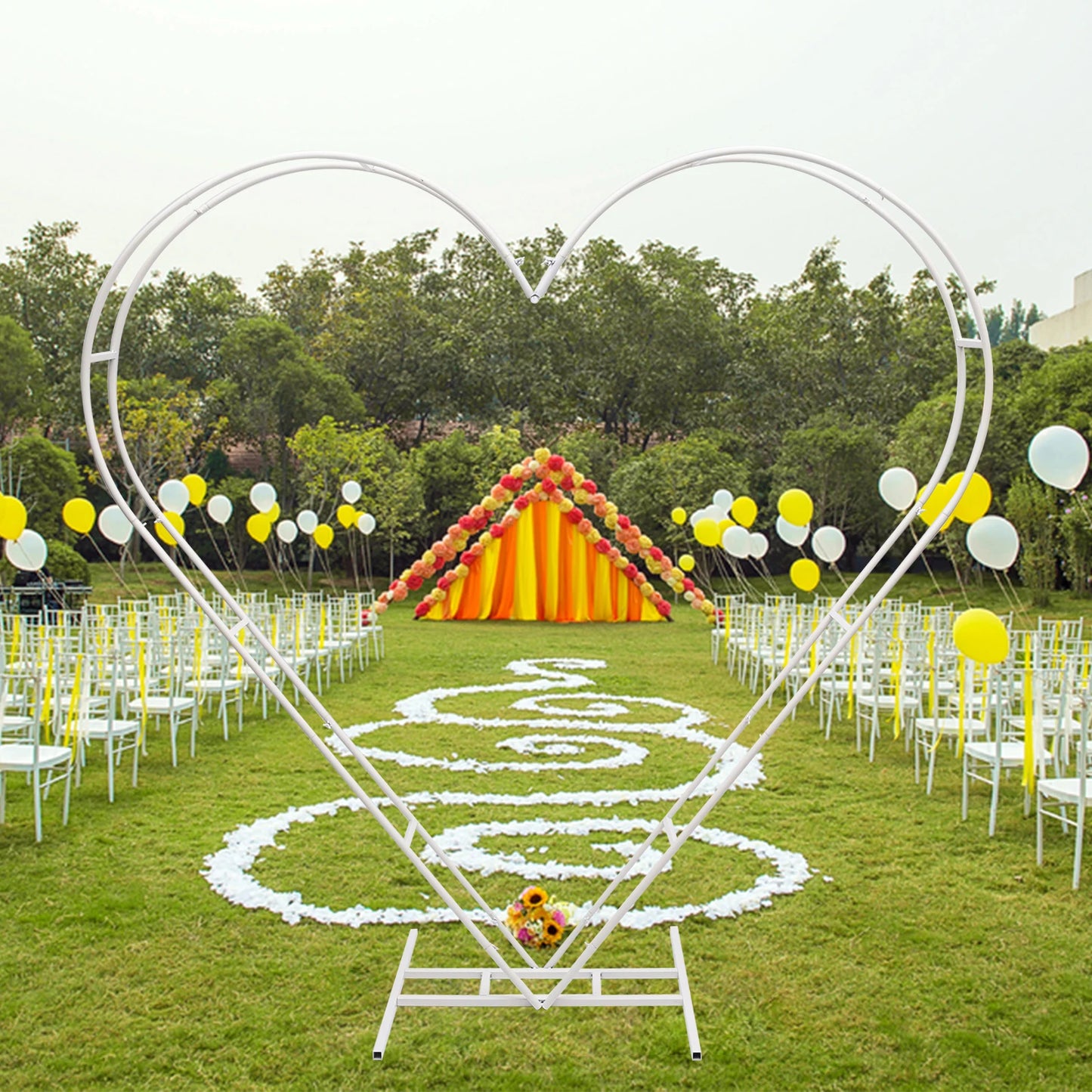 2m White Heart Shape Wedding Metal Arch Backdrop