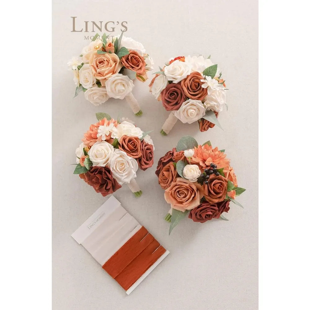 4 Set - 7 Inch Bridal Bouquets for Bridesmaids