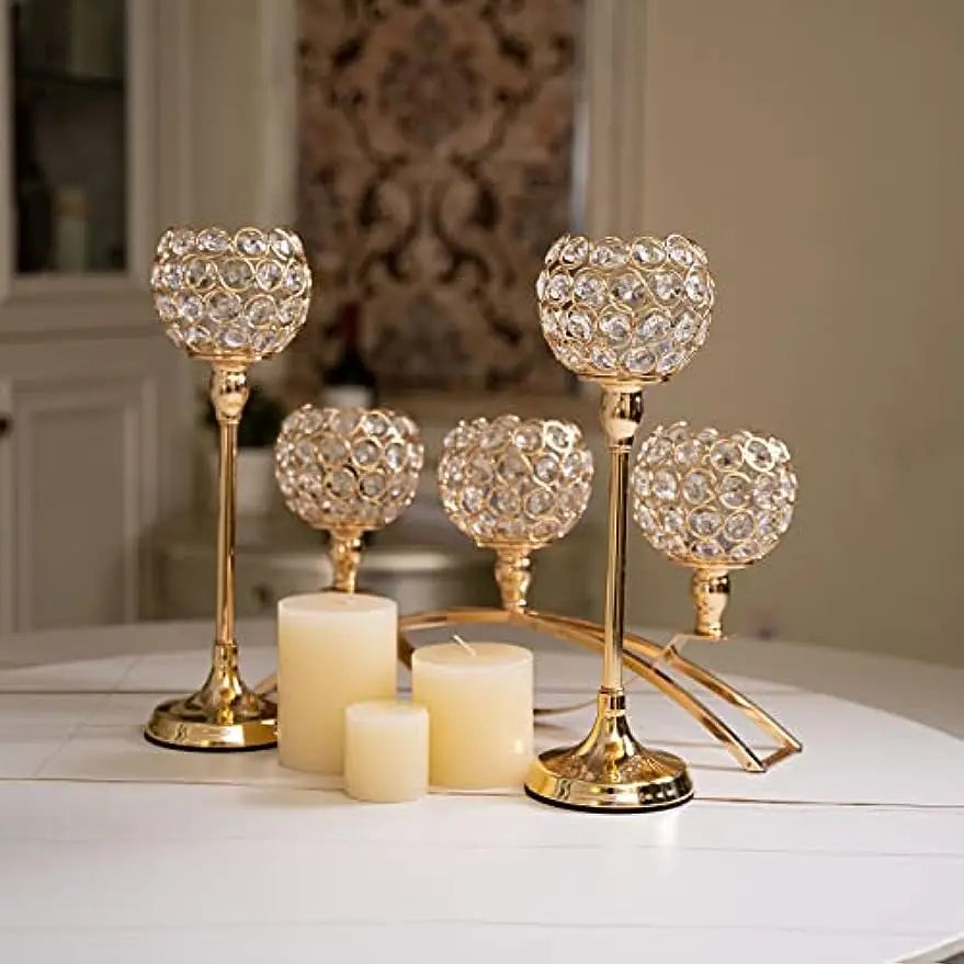 Gold Candle Holders for Table Centerpieces, Tealight