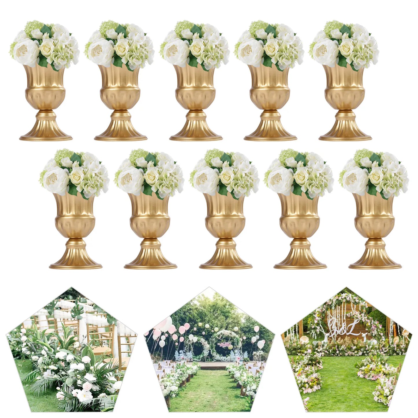 10 Pcs-Metal Flower Arrangements Vases for Wedding Table Centerpiece