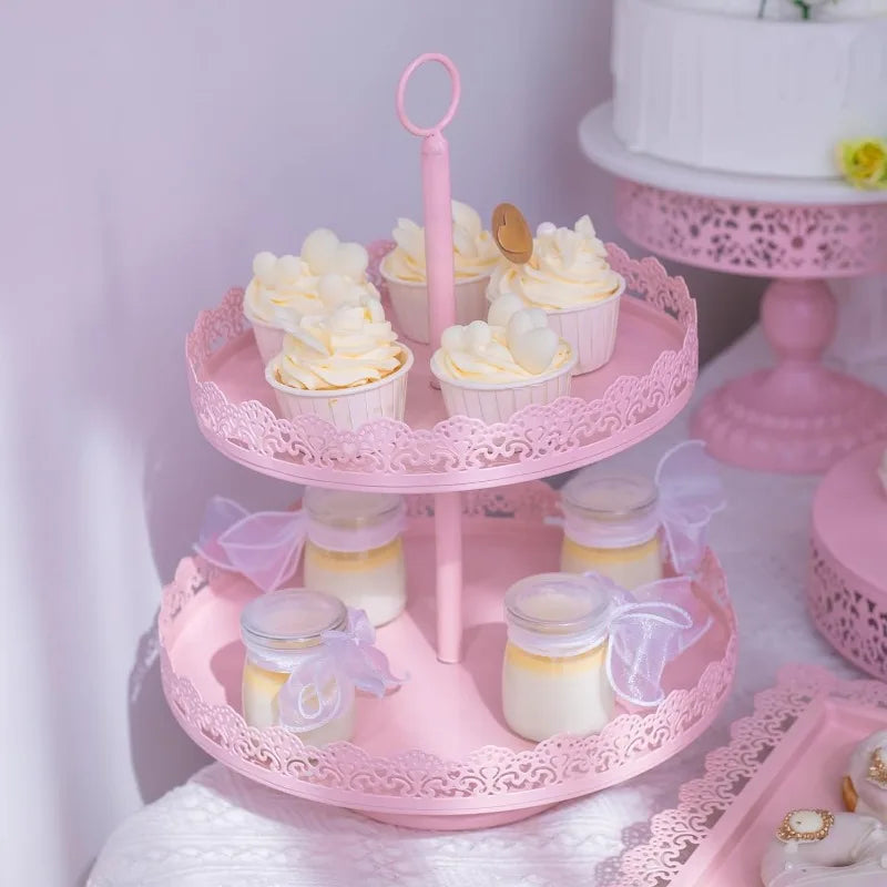 113 Pcs Pink Dessert/Cake Table Set-Metal Display