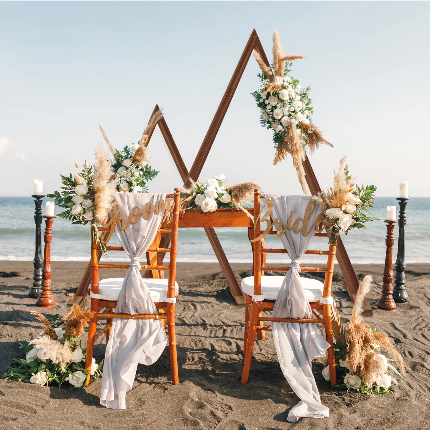 2 Pack Wooden Wedding Ceremony Arch Decor