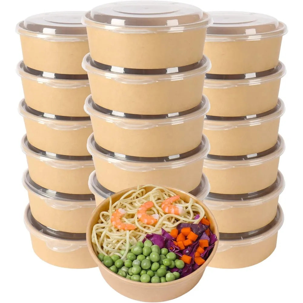 50pk Disposable Paper Food Container Bowls w/Lids