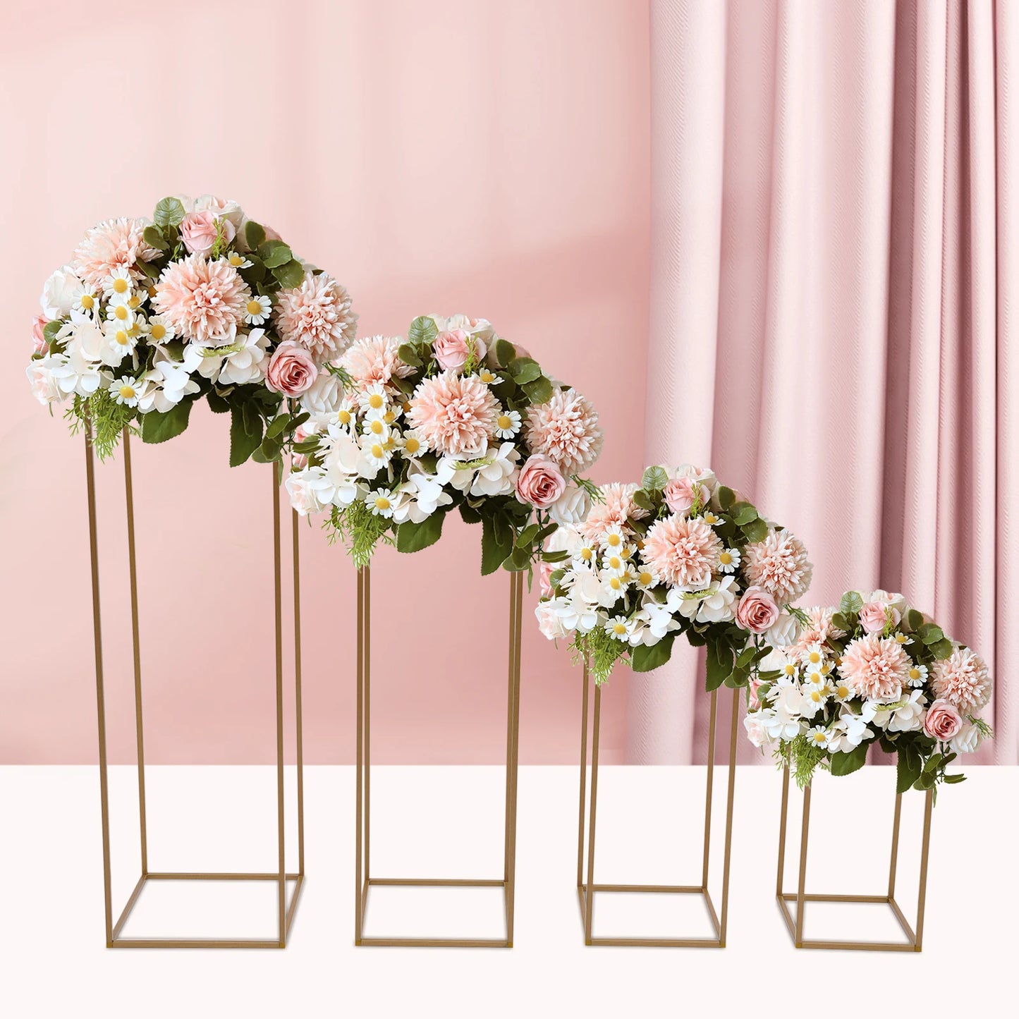 4Pcs Tall Gold Wedding Backdrop Flower Vase Stand