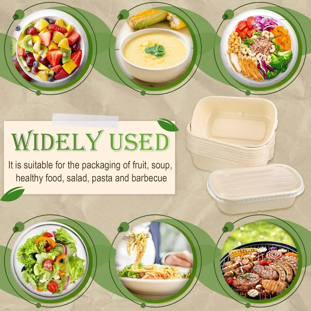 100 Disposable Food Containers w/Lids