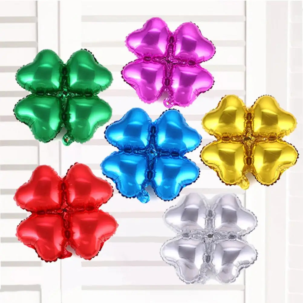 50Pcs Heart Shape Four Leaf Clover Foil Balloons