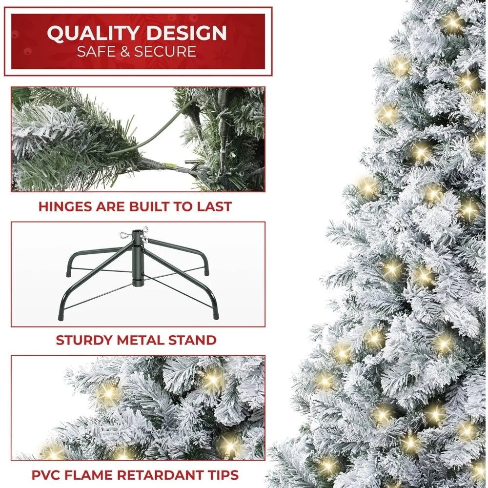 Christmas Tree Pre-Lit Realistic Snow-Flocked Pine Tree