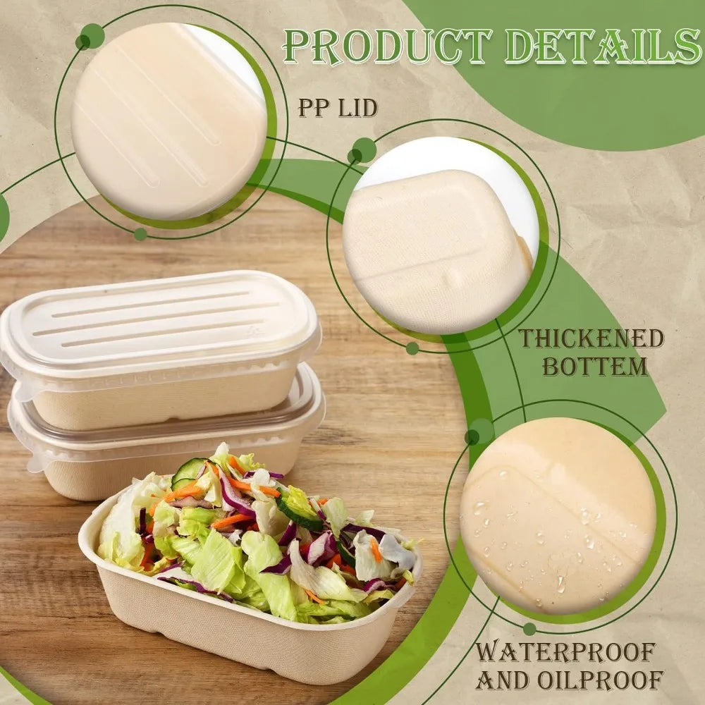 100 Disposable Food Containers w/Lids