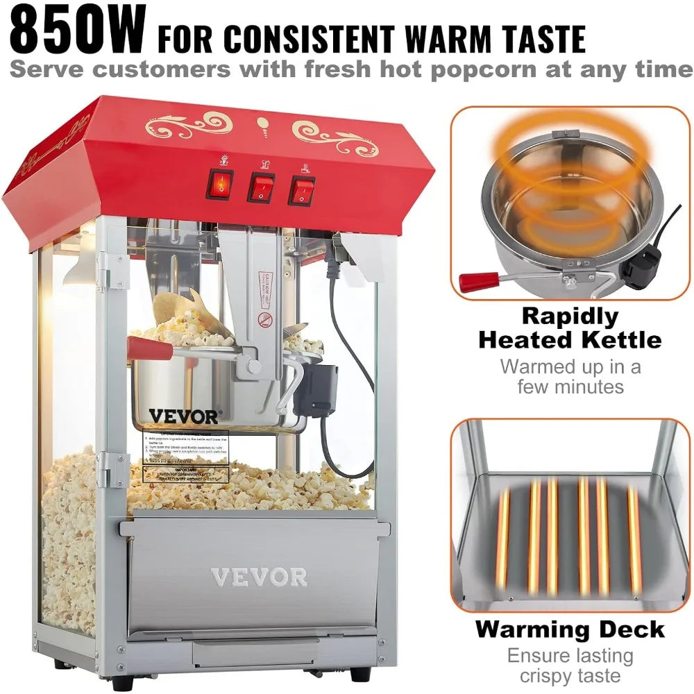 Commercial Popcorn Machine, 8 Oz Kettle