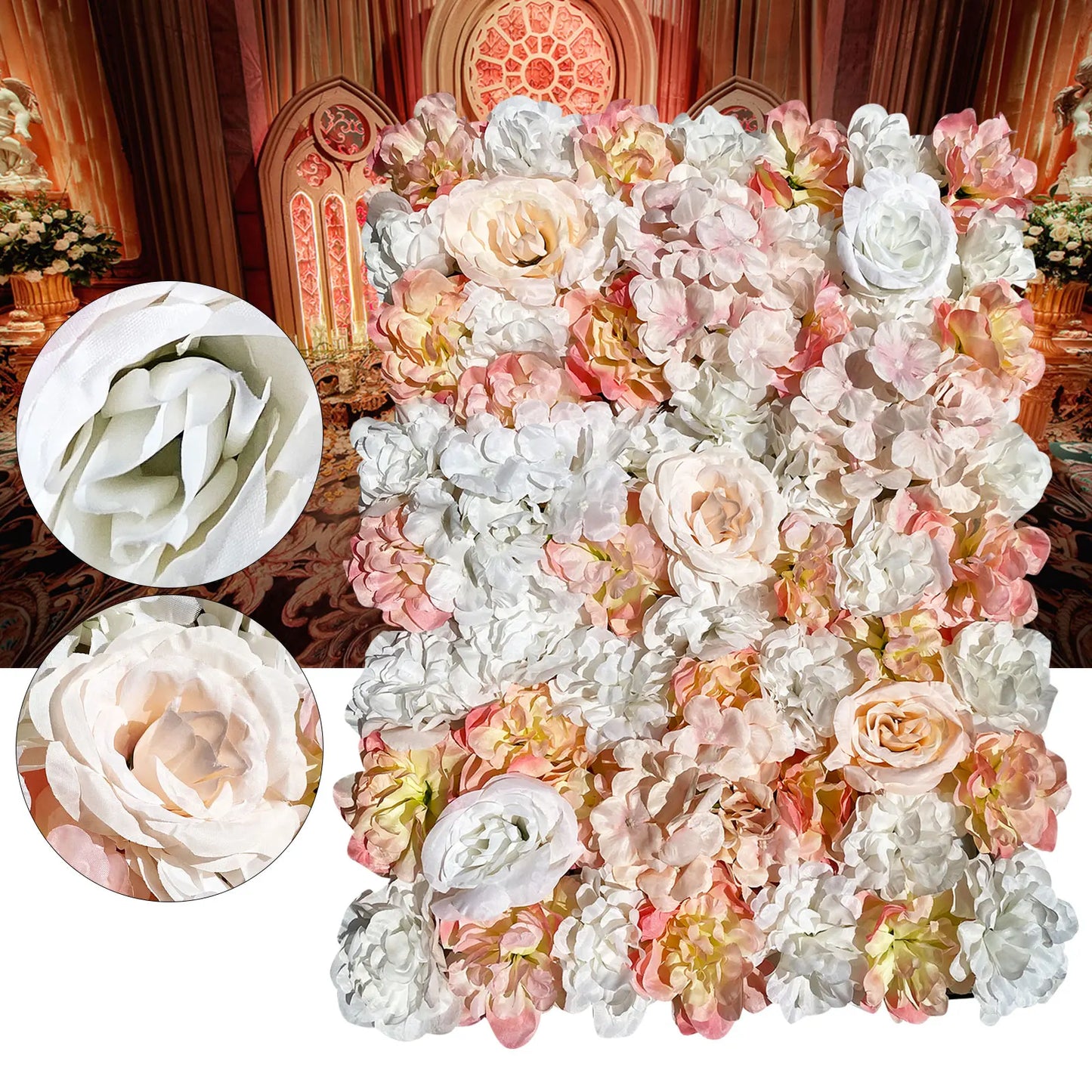 5Pcs Artificial Silk Flower Wall Panel For Wedding Photography Venue