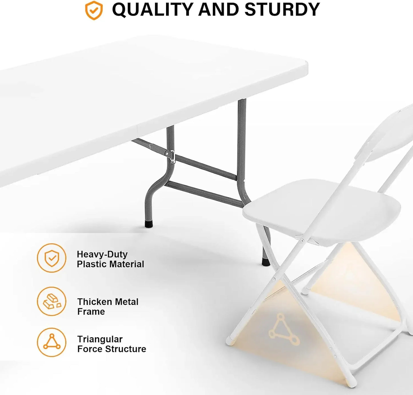 White Plastic Folding Table Set w/Folding Chairs