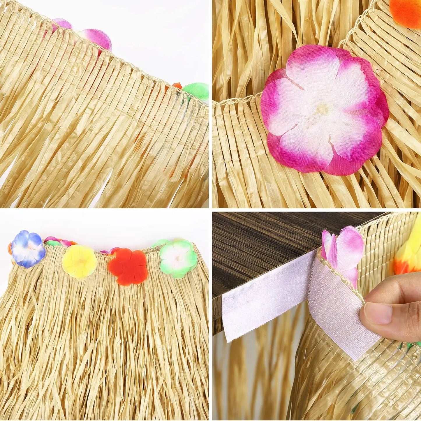 2 Pack  Table Skirt for Tropical Hawaiian Party Decorations