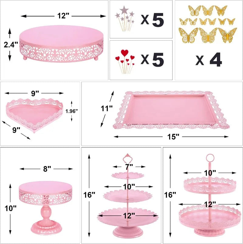 113 Pcs Pink Dessert/Cake Table Set-Metal Display