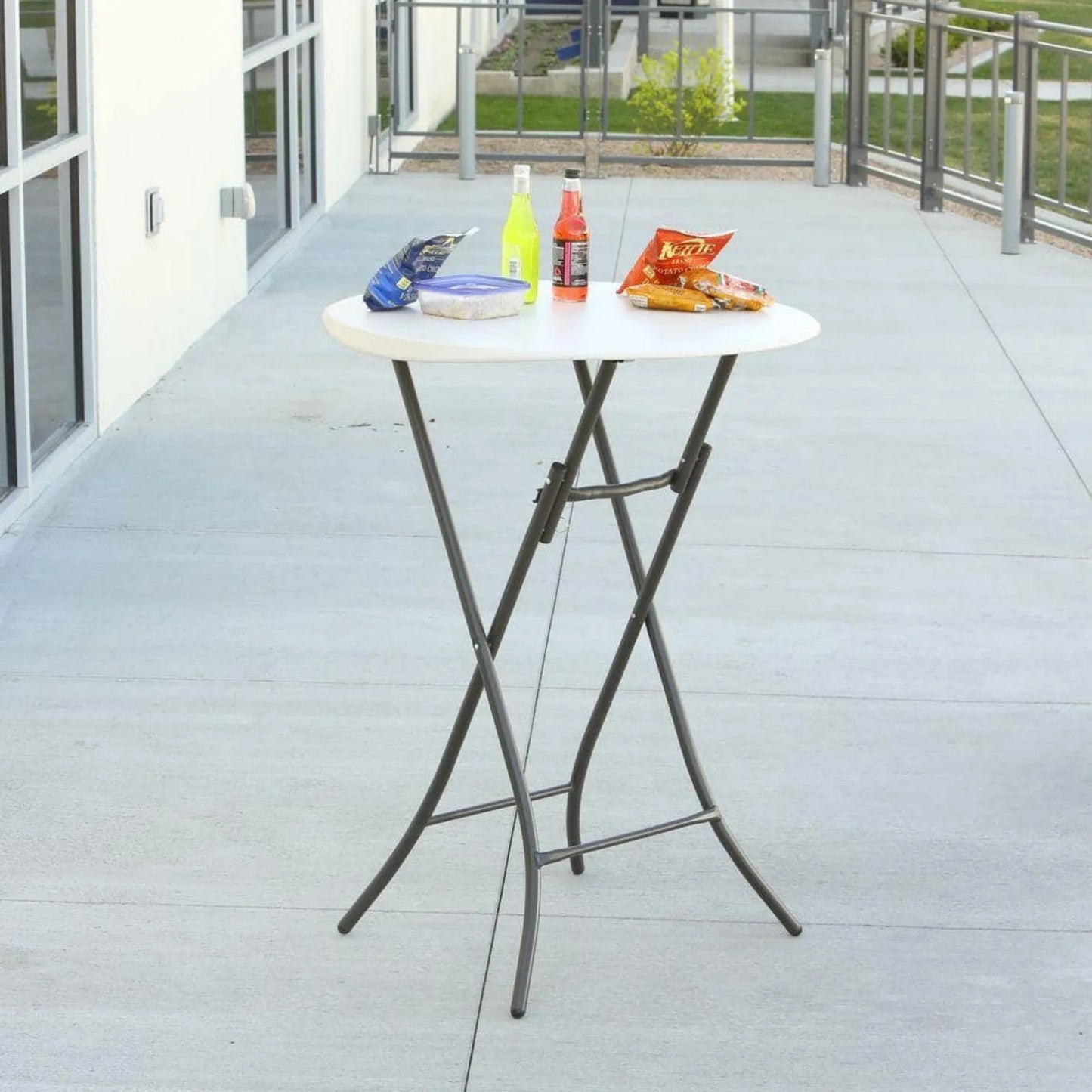 33 in. Round Plastic Portable Folding Bar Table