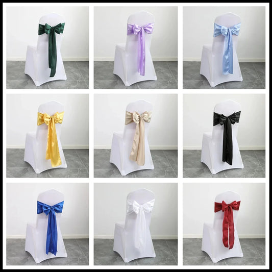 New Elegant 10pcs/Lot Satin Chair Sashes Bow