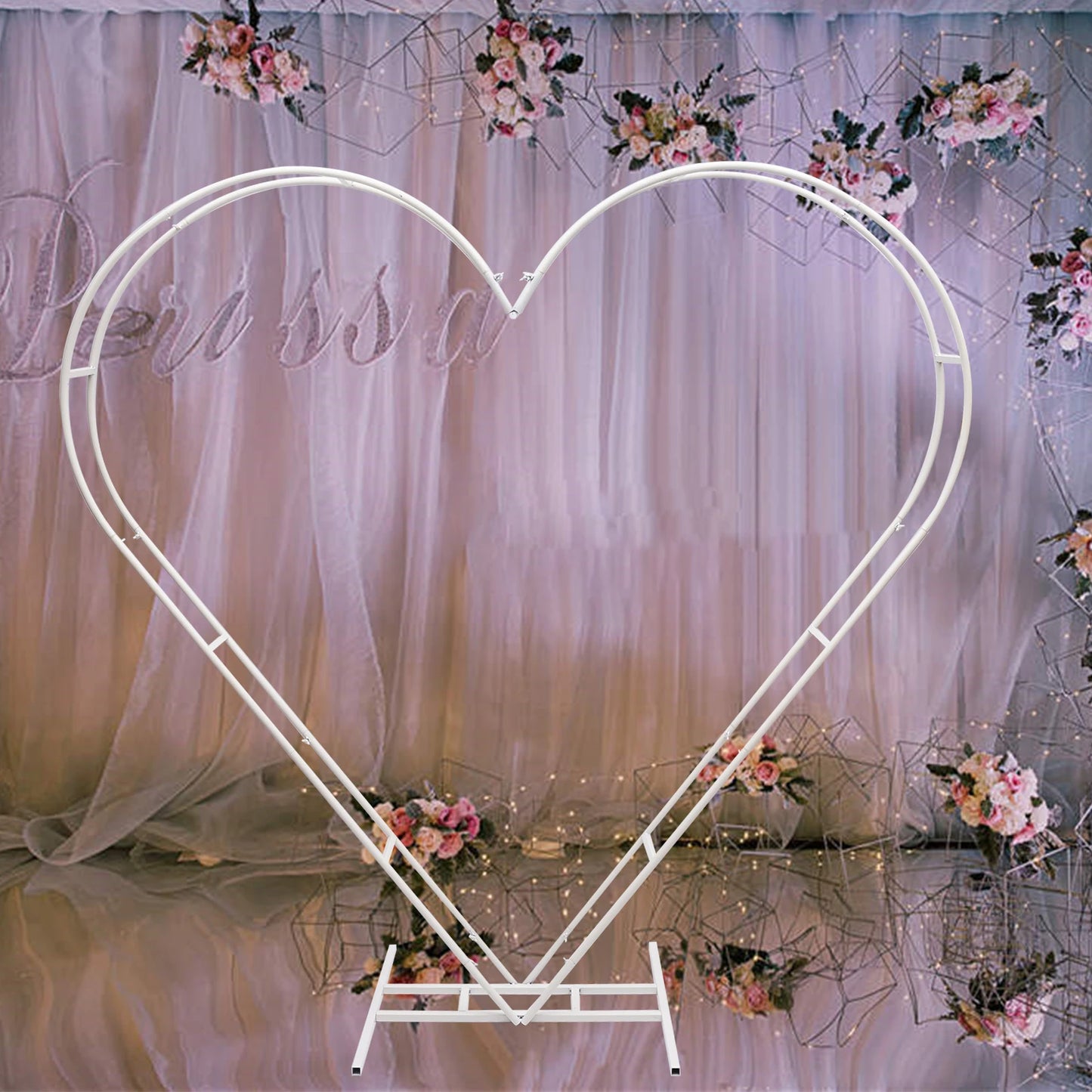 2m White Heart Shape Wedding Metal Arch Backdrop