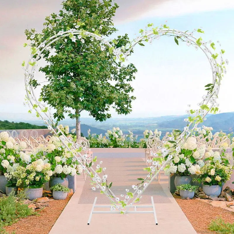 2m White Heart Shape Wedding Metal Arch Backdrop