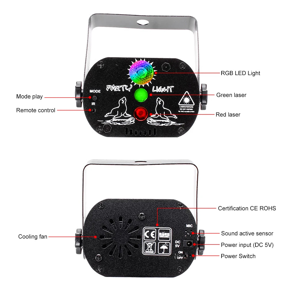 Disco Light Mini Laser RGB Stage Lights