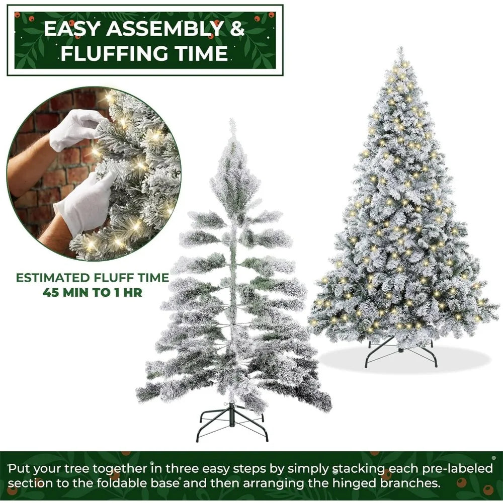 Christmas Tree Pre-Lit Realistic Snow-Flocked Pine Tree