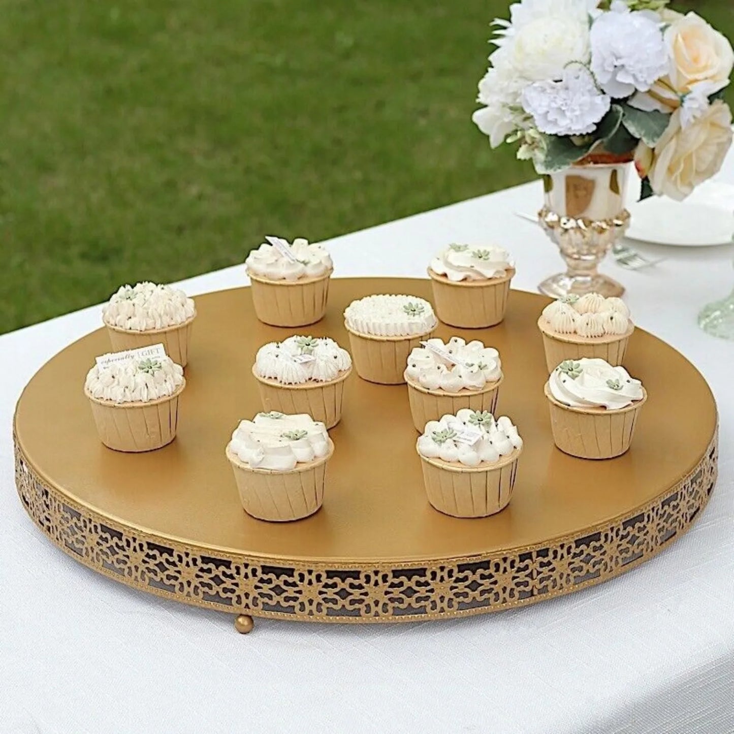 20 in Gold Metal Round Cake/Dessert Stand