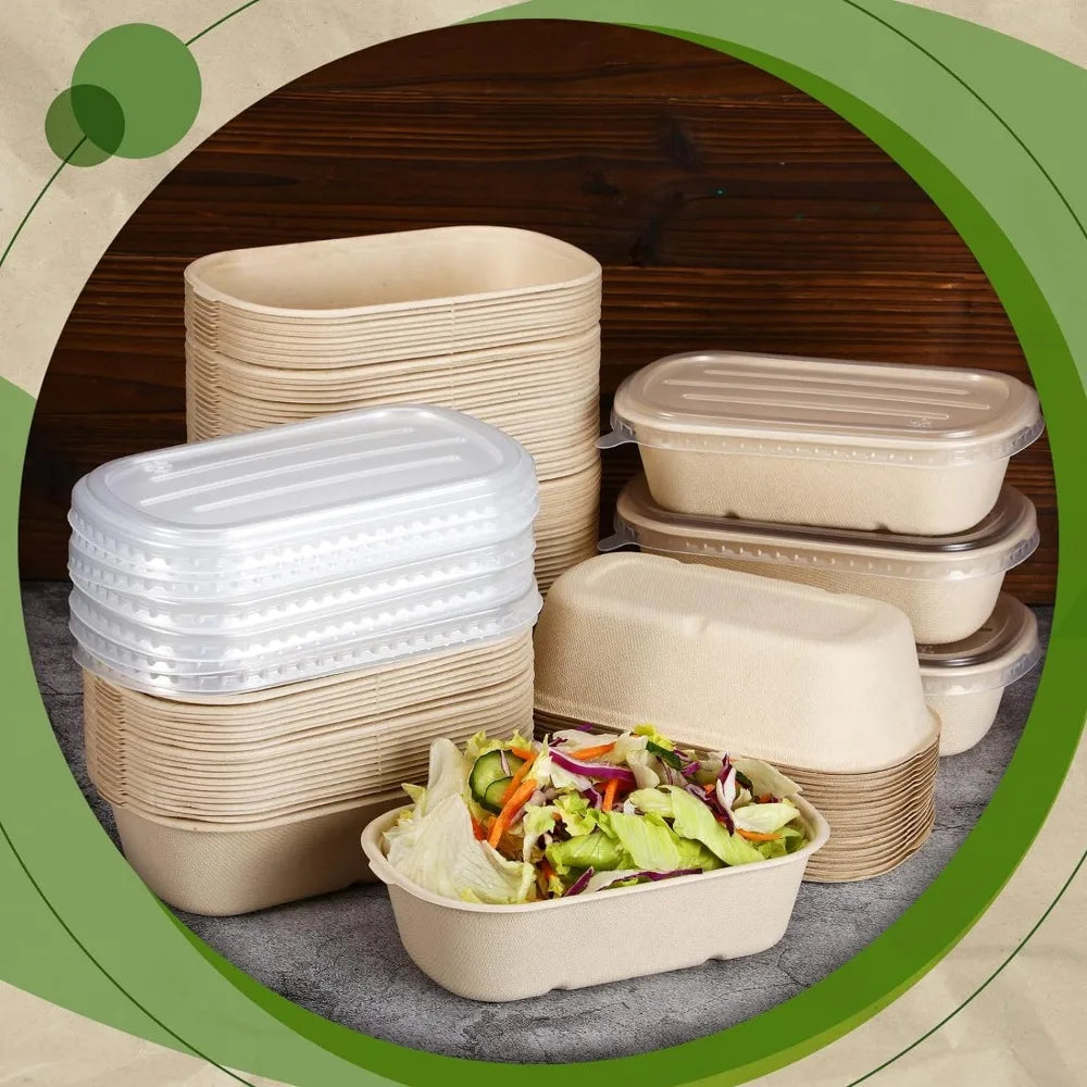 100 Disposable Food Containers w/Lids