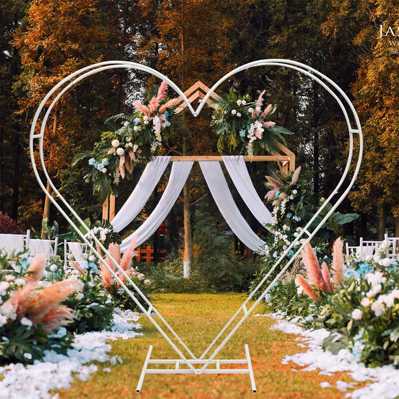 2m White Heart Shape Wedding Metal Arch Backdrop