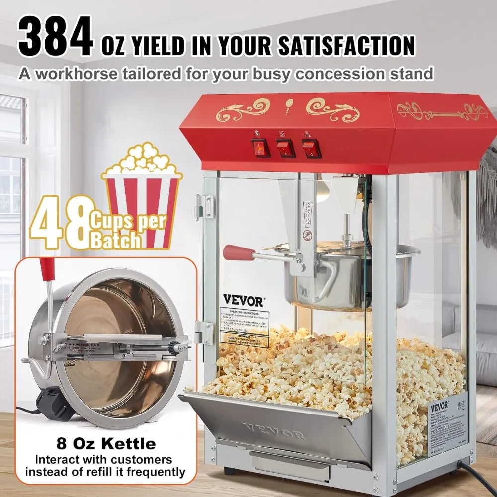 Commercial Popcorn Machine, 8 Oz Kettle